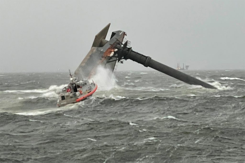 Pictures showing a ship capsizing off Louisiana: dead ...