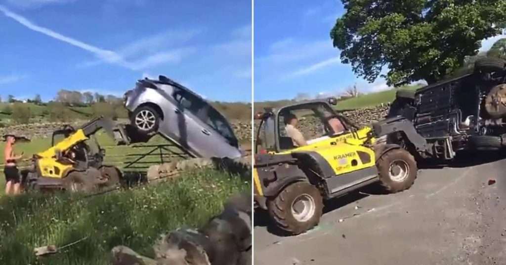 Angry farmer makes short work of badly parked car |  The best thing on the web