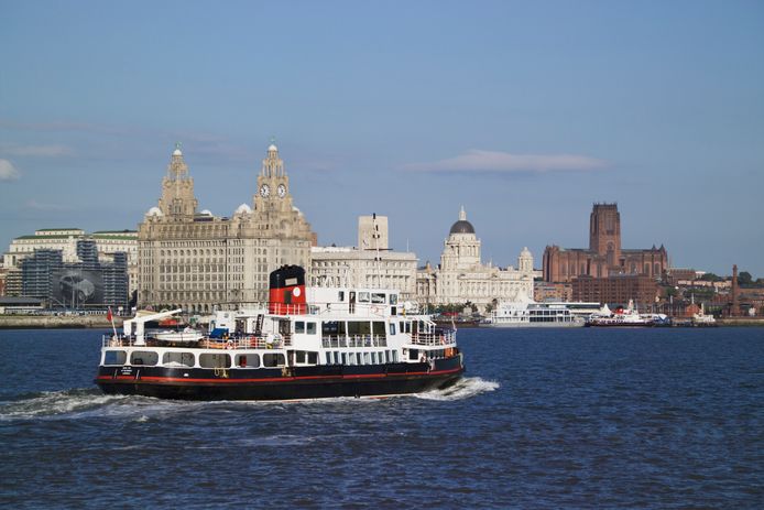 Ferry arrival to Liverpool.