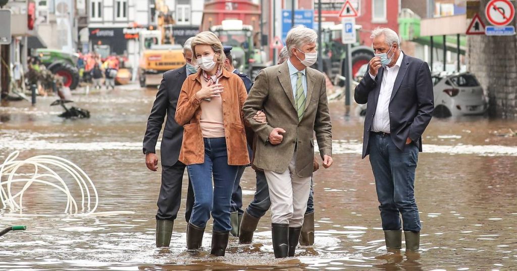King Philip and Mathilde wear boots in the water to show support for flood victims |  severe weather