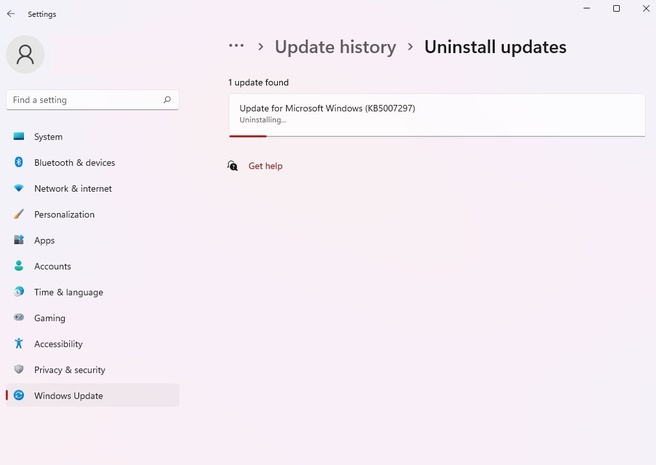 Uninstall Update Settings in Windows 11