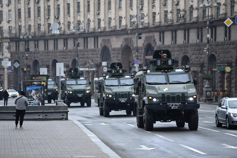 Ukrainian army vehicles in the capital Kiev.  AFP photo