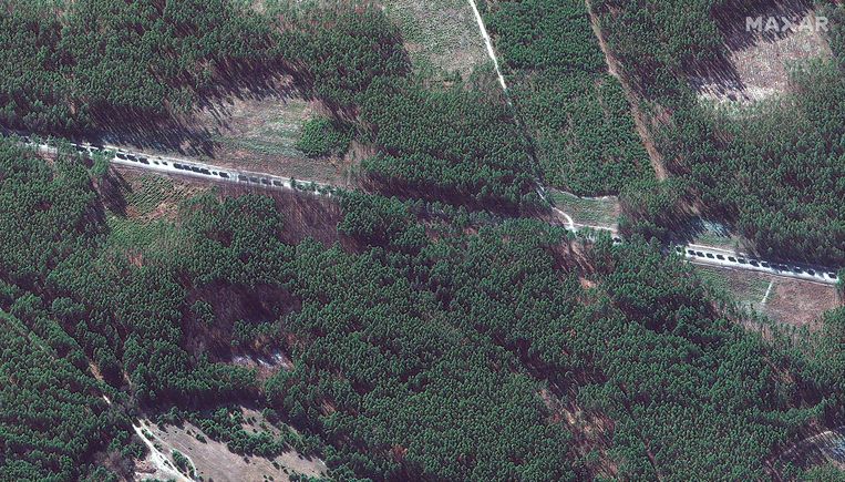 Russian convoy southeast of Ivankiv.  AP . image