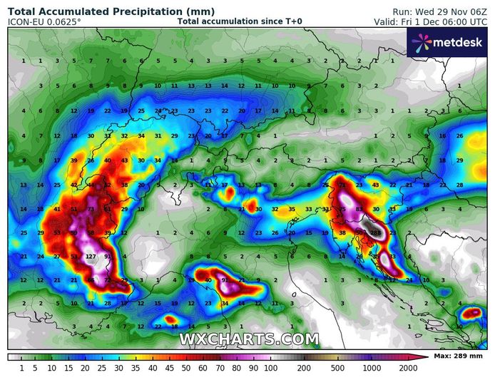 Heavy rain is possible on Thursday, especially in the western and northwestern Alps, and its level may reach more than 50 mm.  At the top, it snows a lot, and below 2000 meters it also rains.  In the extreme southwest, up to 100 mm could fall.