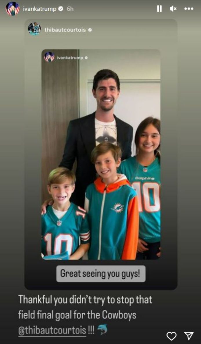 Arabella and Joseph Trump also took a photo with Courtois.