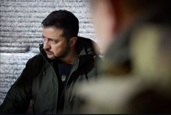 Ukrainian President Volodymyr Zelensky last week during a visit to the front lines.