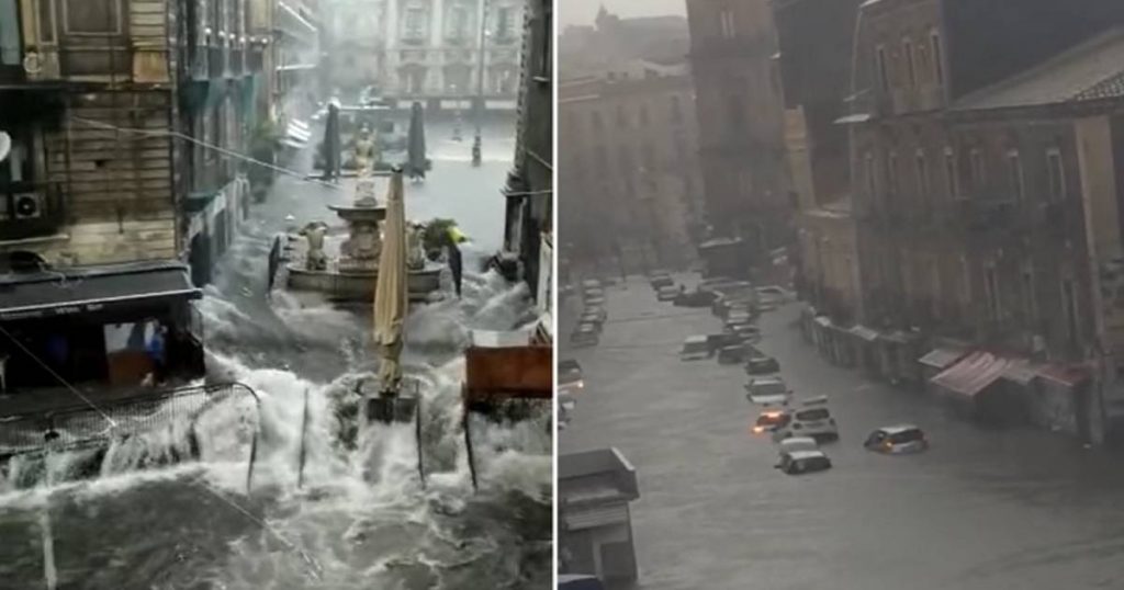 When streets swirl in rivers: hallucinogenic images of storms in Sicily |  Abroad