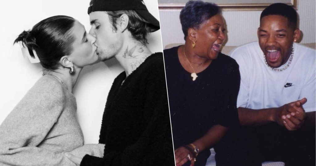 Celebrities 24/7.  Justin Bieber and Hailey Bieber share a loving kiss and Will Smith celebrates his mother's 87th birthday |  celebrities