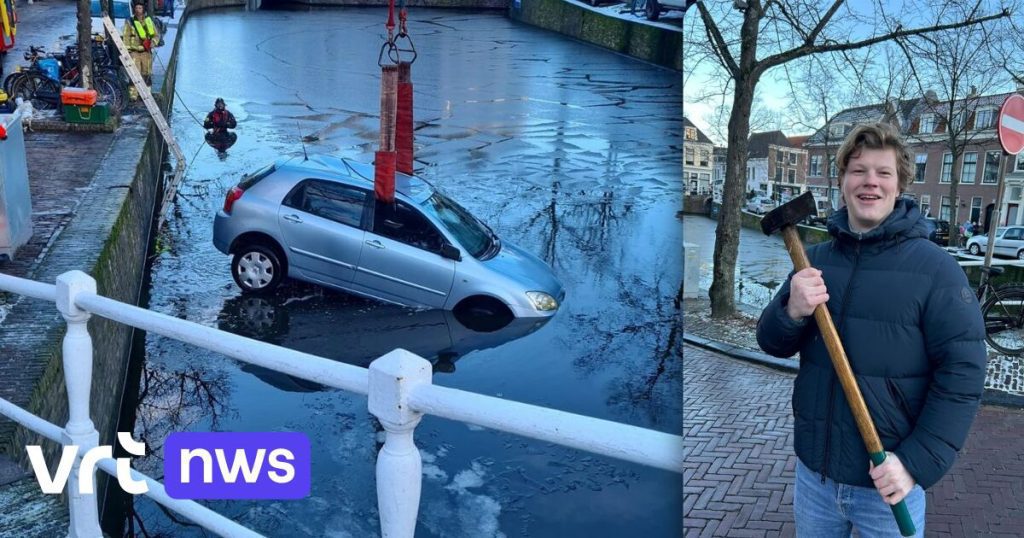 Student jumps into icy water to save woman from car in Delft: 'I hit the window in a blind panic'