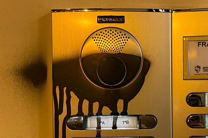 Black paint on one of the cameras in the apartment building where Ana Knezevic stayed in Madrid.