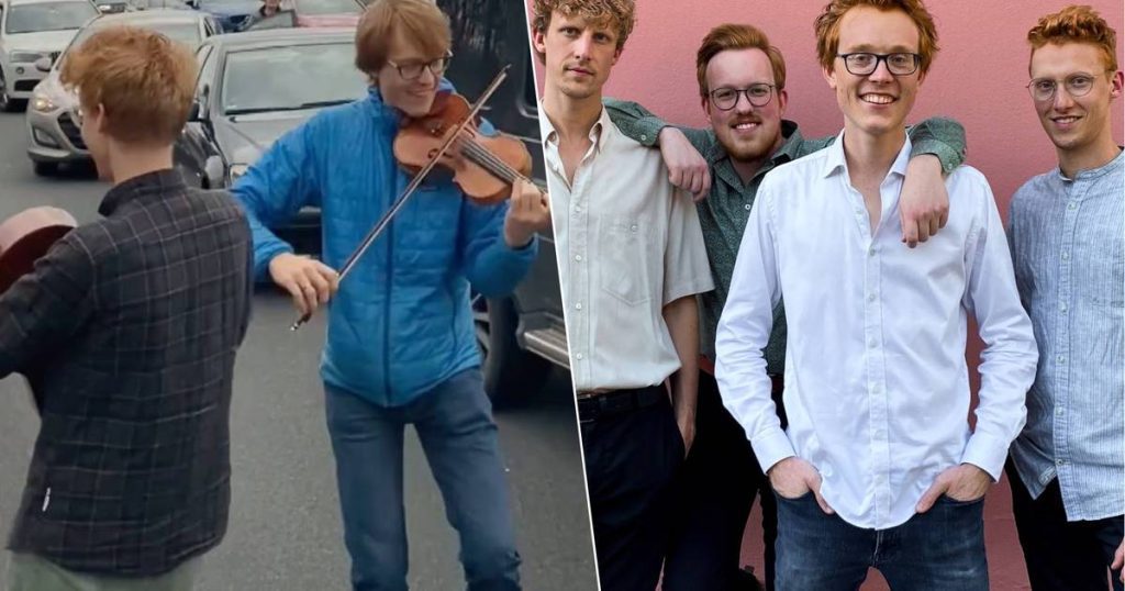 Suddenly a traffic jam in Germany turned into a special concert thanks to these four red-haired limburgers: “They went out dancing” |  shoot