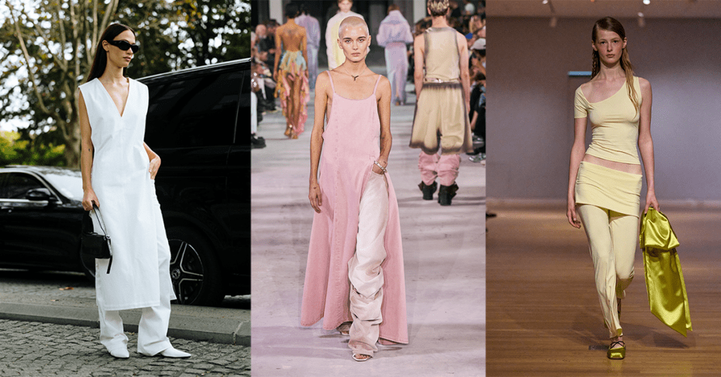 Skirts over pants are back and more fashionable than ever